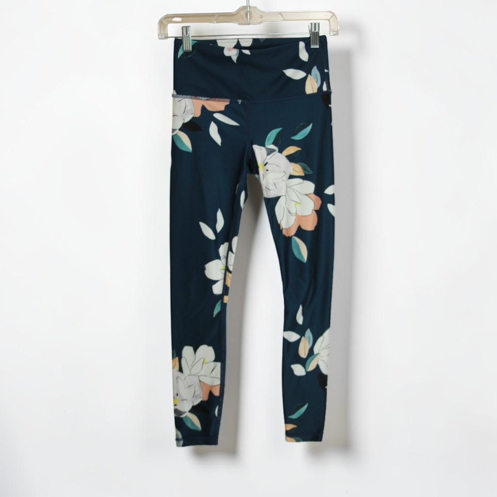 Athleta Women's Blue Floral Salutation‎ Stash Tight Leggings Size XS